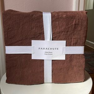 NWT PARACHUTE Linen Fitted Sheet Twin in Raisin Brown 100% European Flax